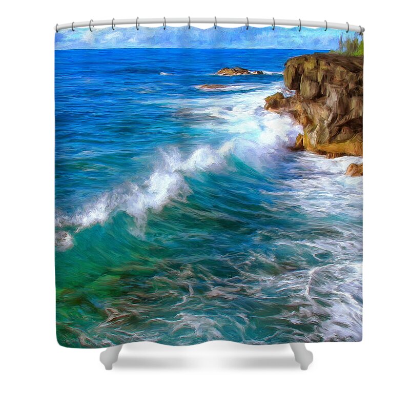 Big Sur Shower Curtain featuring the painting Big Sur Coastline by Dominic Piperata