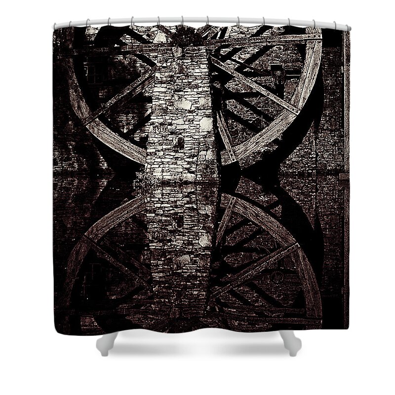 Historical Shower Curtain featuring the photograph Big Wheel in bw by Paul W Faust - Impressions of Light