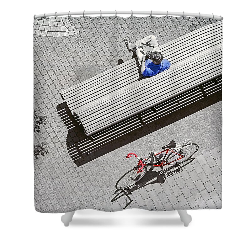 Cycling Shower Curtain featuring the photograph Bike Break by Keith Armstrong
