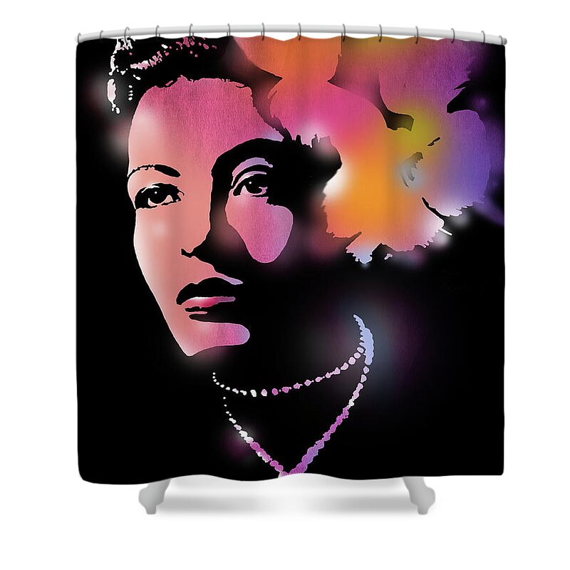 Blues Shower Curtain featuring the painting Billie Holiday by Paul Sachtleben