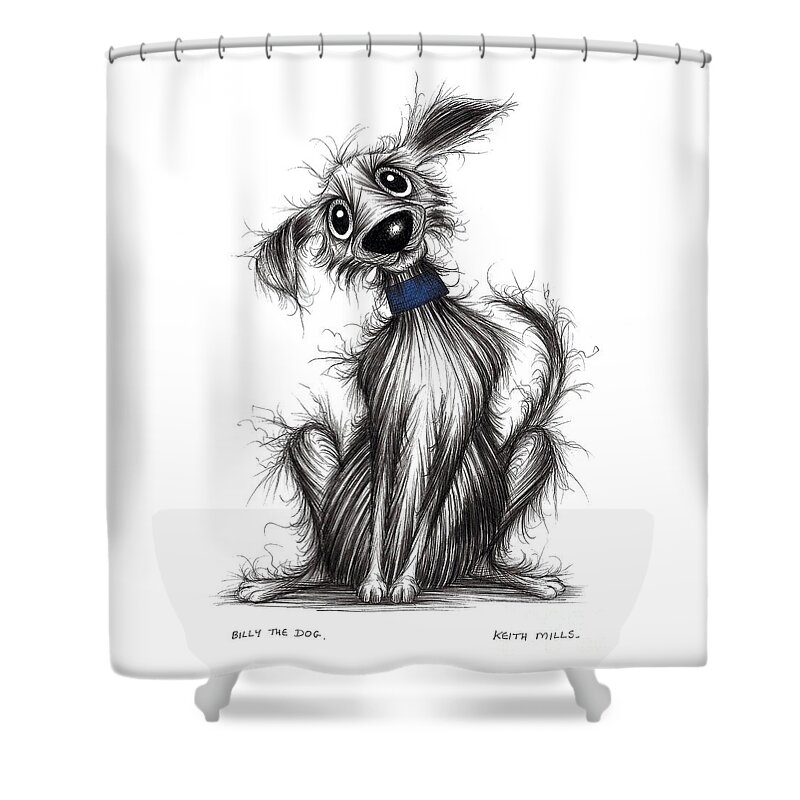 Happy Hounds Shower Curtain featuring the drawing Billy the dog by Keith Mills