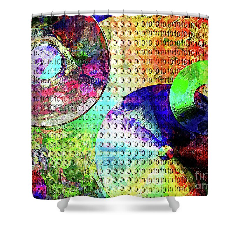 Binary Shower Curtain featuring the digital art Binary Data Abstract by Phil Perkins