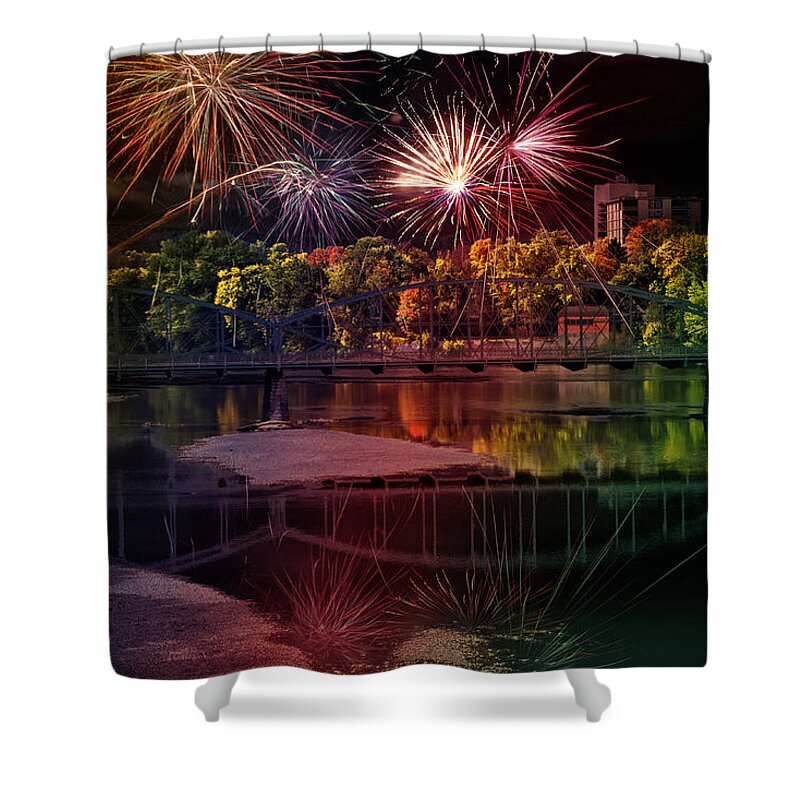 Fireworks Shower Curtain featuring the photograph Fireworks Display by Christina Rollo