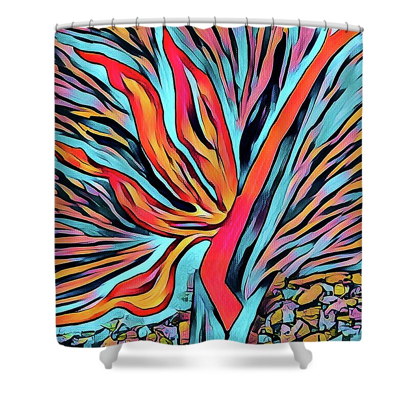 Bird Of Paradise Shower Curtain featuring the painting Bird of Paradise 6 by Toni Somes