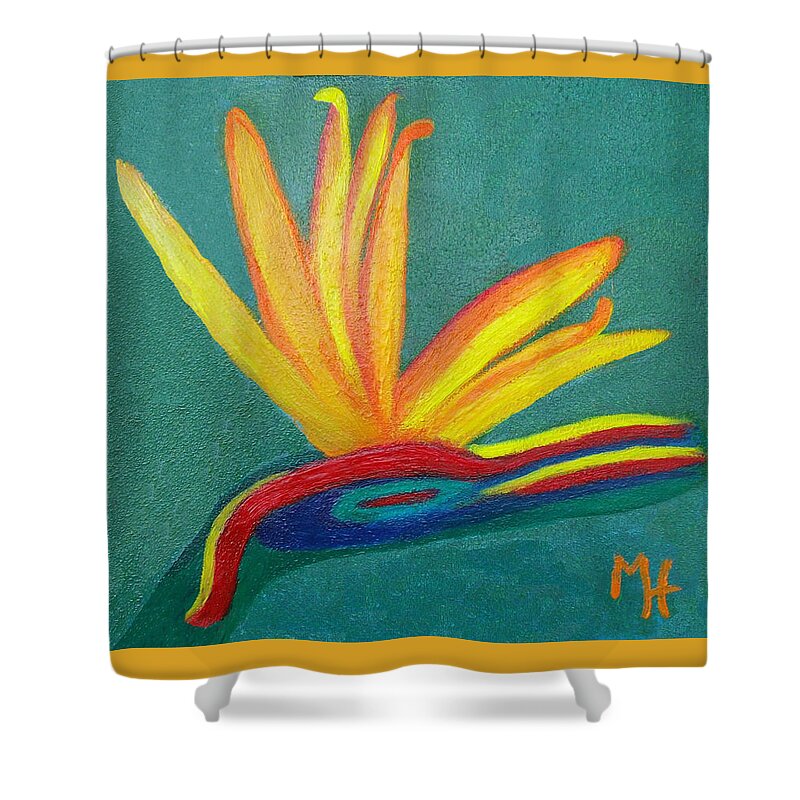 Flower Shower Curtain featuring the painting BIRD of Paradise by Margaret Harmon