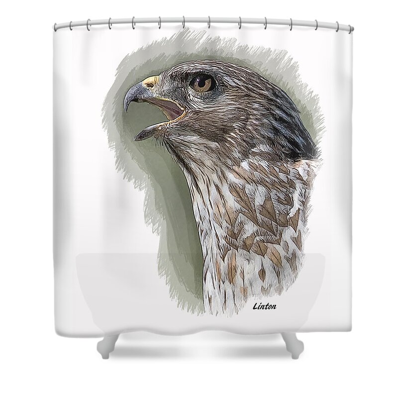 Hawk Shower Curtain featuring the digital art Bird Of Prey by Larry Linton