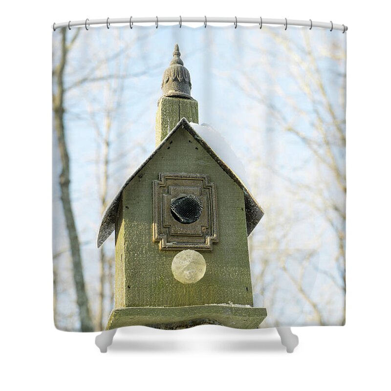 Birdhouse Shower Curtain featuring the photograph Birdhouse in the Sky by Douglas Barnett