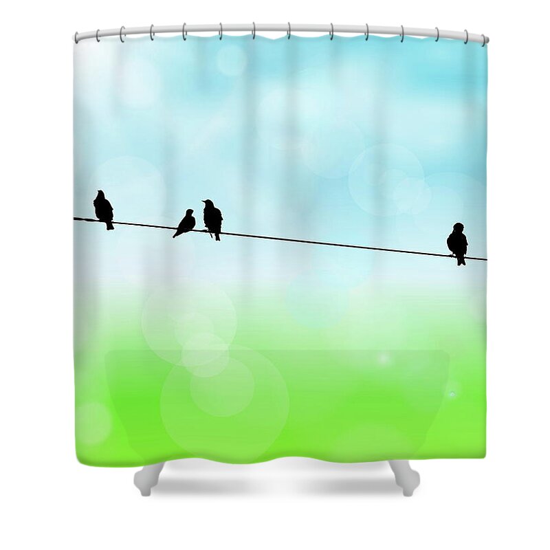 Birds Shower Curtain featuring the photograph Birds Hanging Around by Andrea Kollo