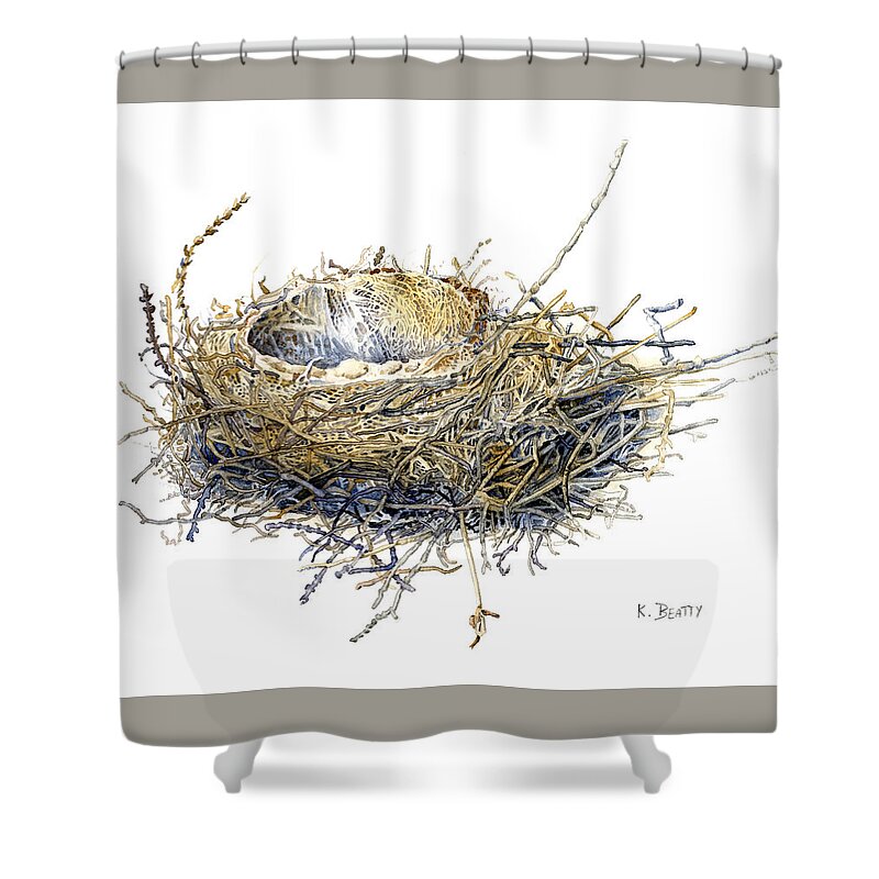 Watercolor Shower Curtain featuring the painting Bird's Nest Watercolor Painting by Karla Beatty