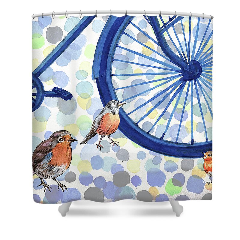 Rally Shower Curtain featuring the painting Birds Rally by Irina Sztukowski