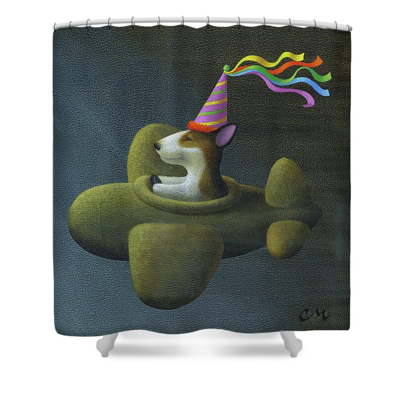 Birthday Shower Curtain featuring the painting Birthday Hat by Chris Miles