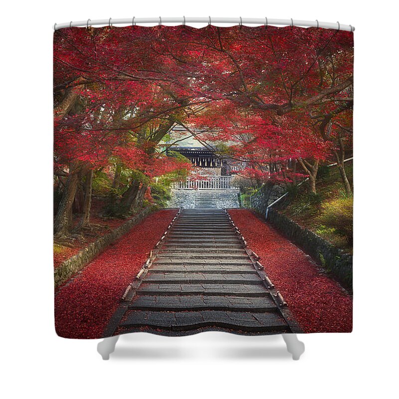 Kyoto Shower Curtain featuring the photograph BIshamondo Temple Kyoto Japan by Yu Kodama Photography