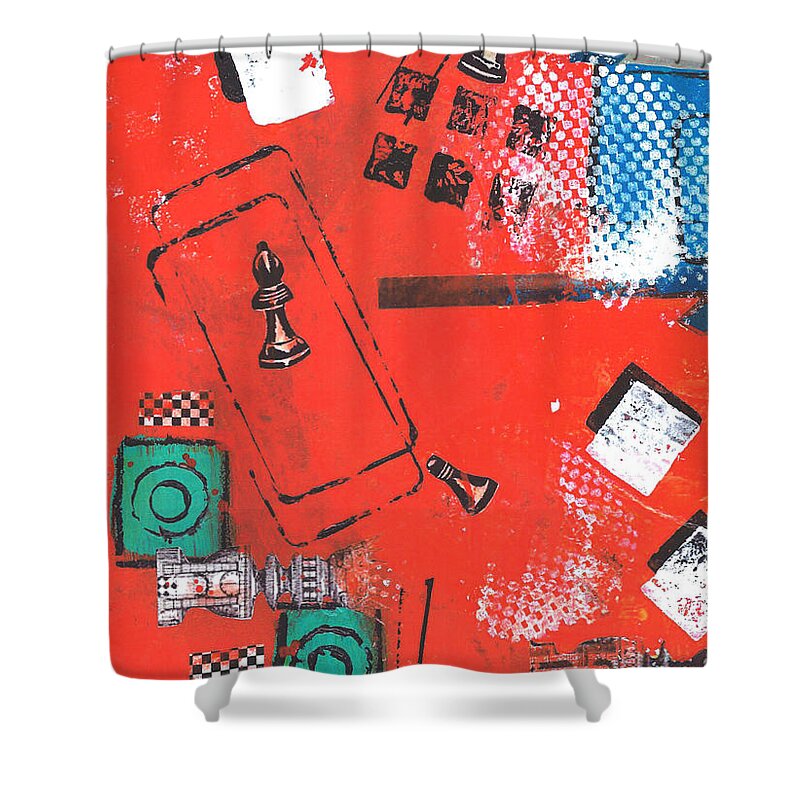 Abstract Shower Curtain featuring the painting Bishop to Rook 3 by Elise Boam