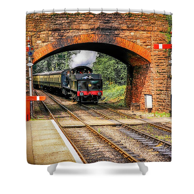 Black Shower Curtain featuring the photograph Bishops Lydeard Station, UK by Chris Smith