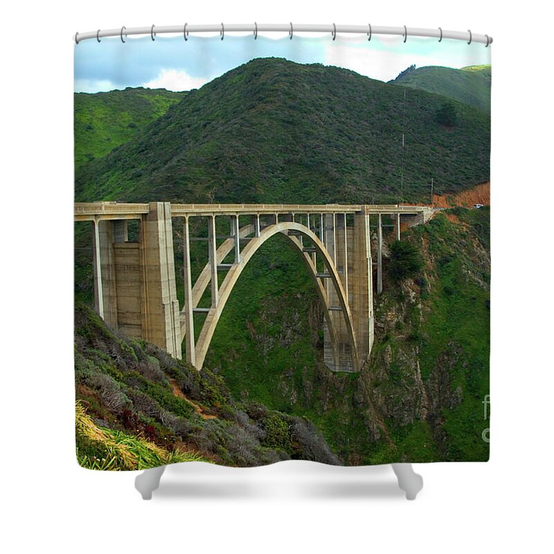 Bixby Bridge Shower Curtain featuring the photograph Bixby Bridge in Big Sur by Charlene Mitchell