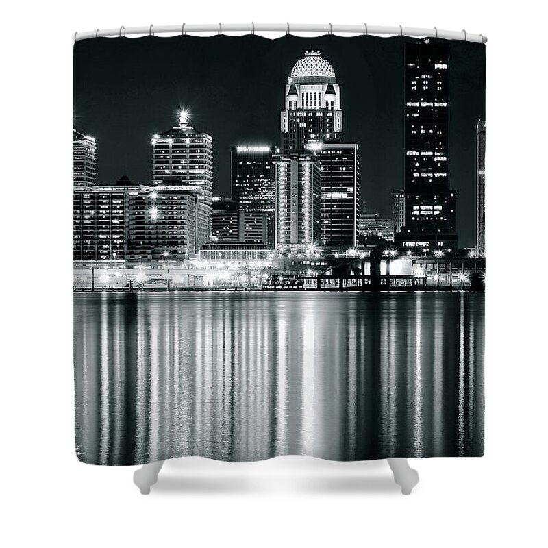 Louisville Shower Curtain featuring the photograph Black and Night Louisville by Frozen in Time Fine Art Photography