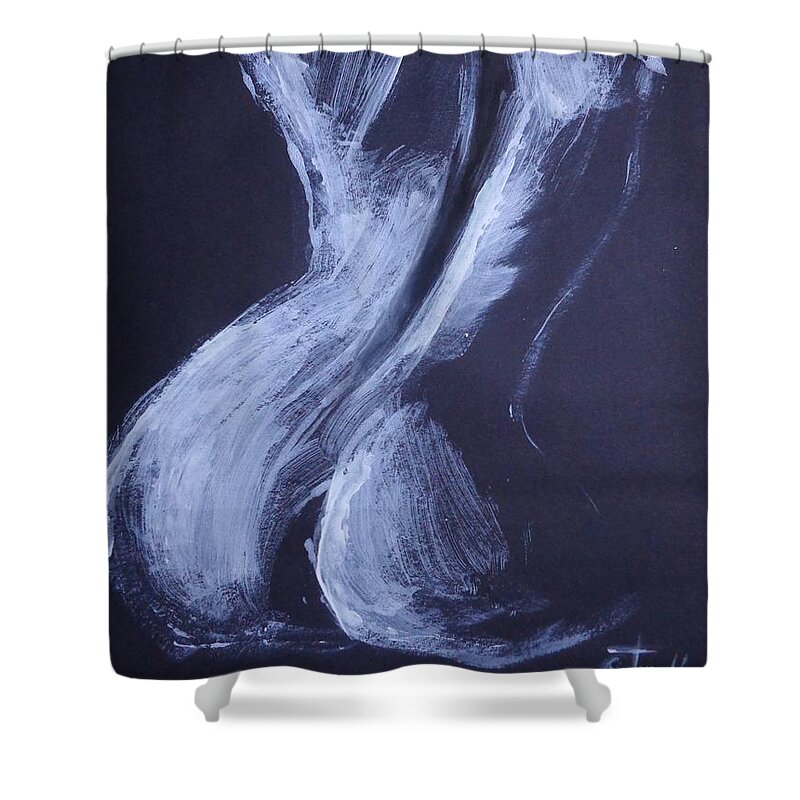 Black And White Shower Curtain featuring the painting Black and White Back - Female Nude by Carmen Tyrrell