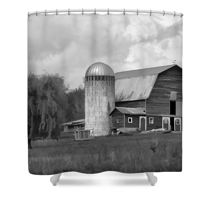 Barn Shower Curtain featuring the photograph Black and White Barn by Donna Doherty