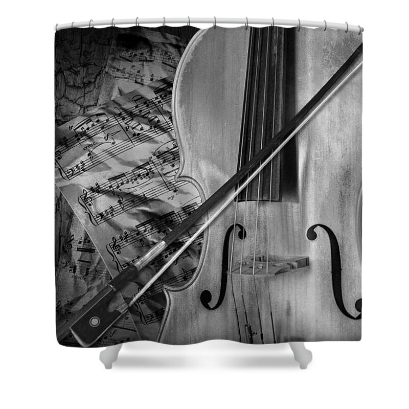 Cello Shower Curtain featuring the photograph Black and White Classic by Randall Nyhof