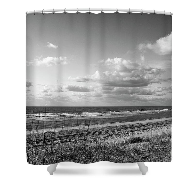 Beach Shower Curtain featuring the photograph Black and White Ocean Scene by Jill Lang