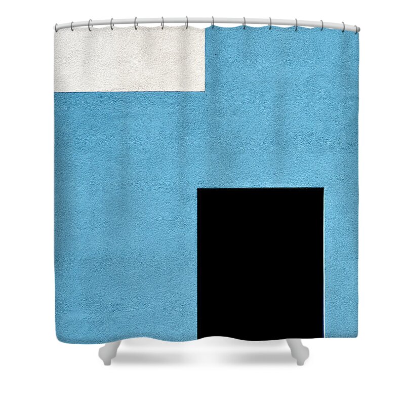 Urban Shower Curtain featuring the photograph Black and White on Blue by Stuart Allen