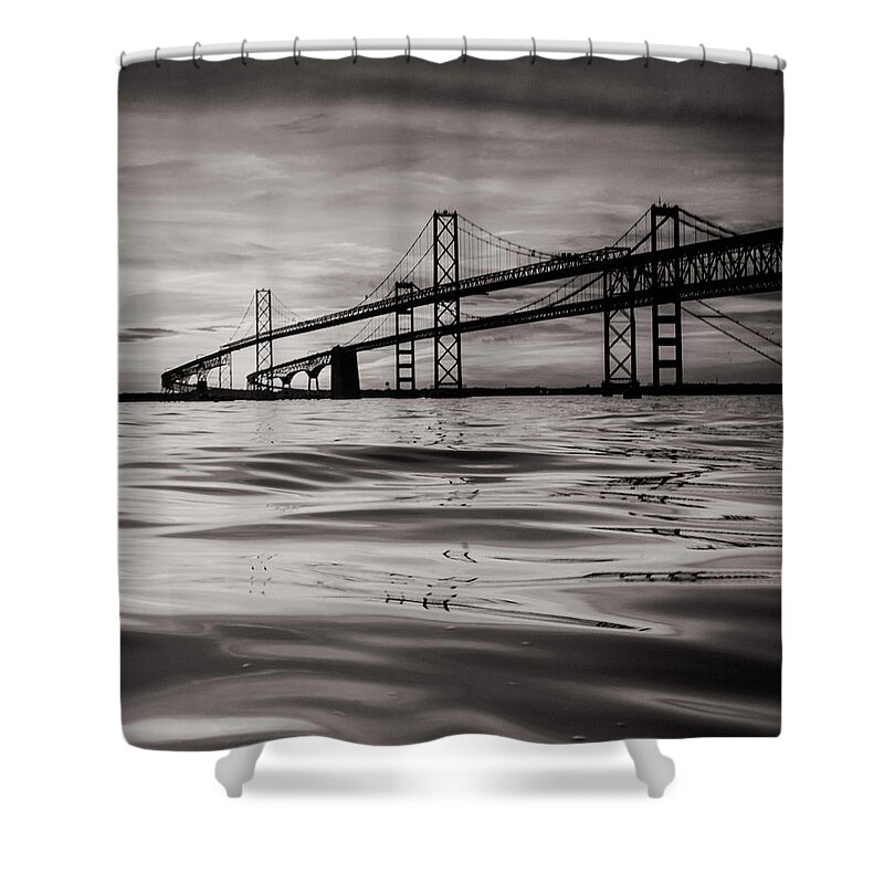 Waterscape Shower Curtain featuring the photograph Black and White Reflections 2 by Jennifer Casey