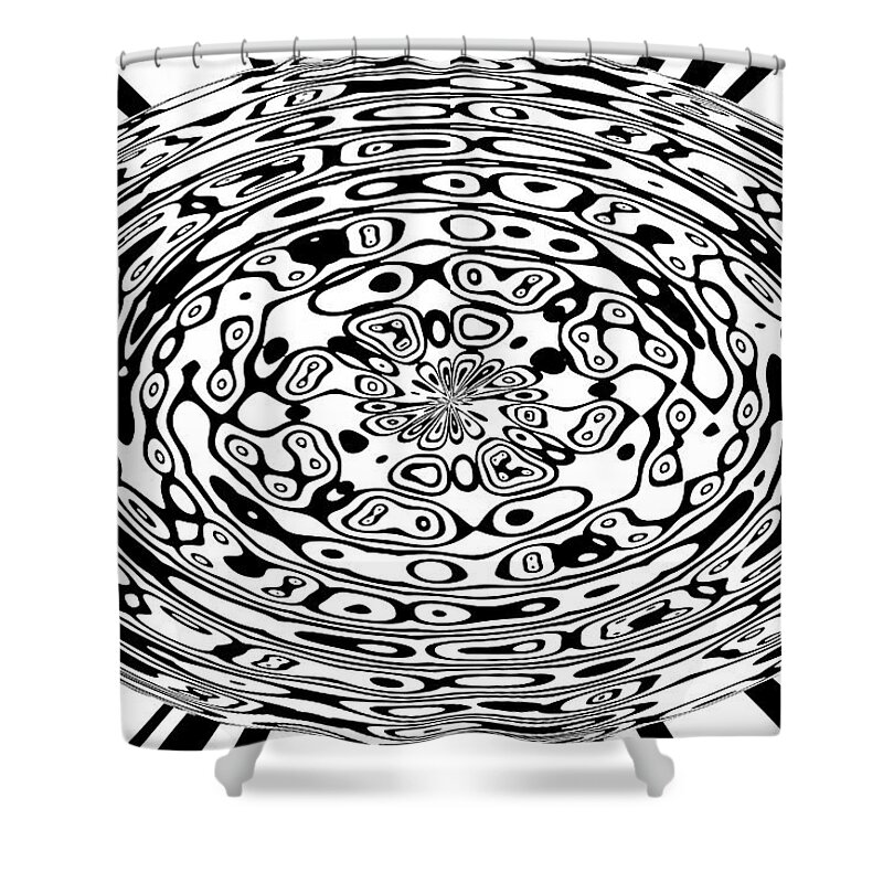 Black And White Sphere Abstract Shower Curtain featuring the digital art Black And White Sphere Abstract by Tom Janca