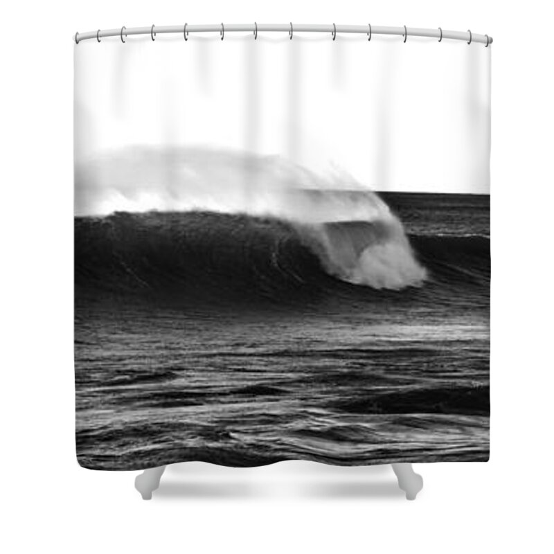 Climate Shower Curtain featuring the photograph Black and White Wave by Pelo Blanco Photo
