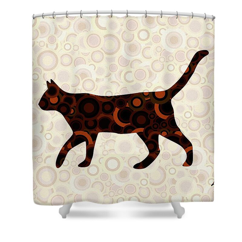 Cat Shower Curtain featuring the digital art Black Cat - Animal Art by Anastasiya Malakhova