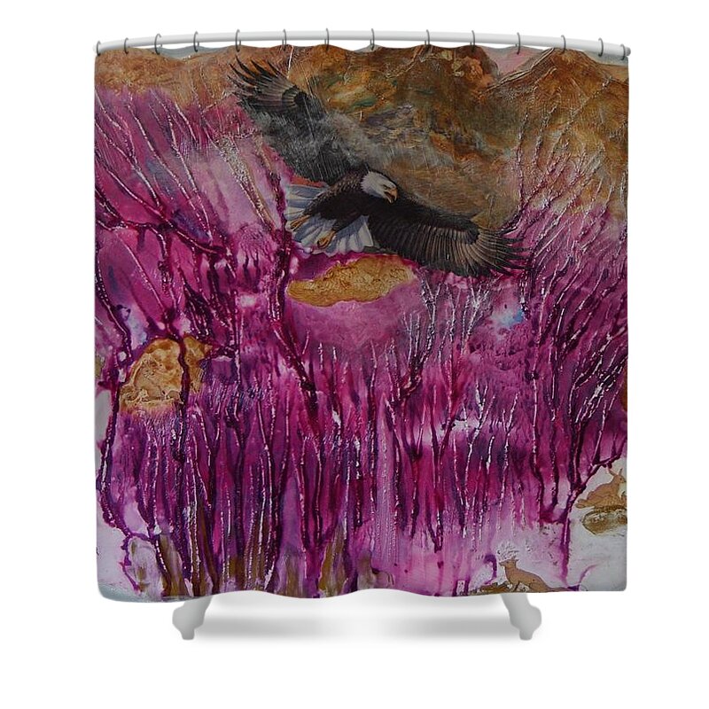 Animal Shower Curtain featuring the painting Black Eagle. by Sima Amid Wewetzer