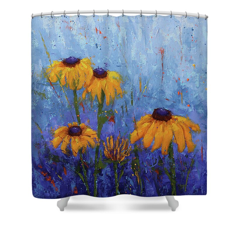 Flowers Shower Curtain featuring the painting Black-eyed Susans by Monica Burnette