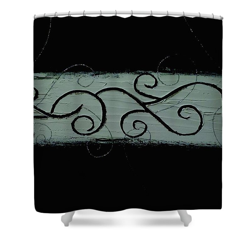 Black Shower Curtain featuring the painting Black glitter by Faashie Sha