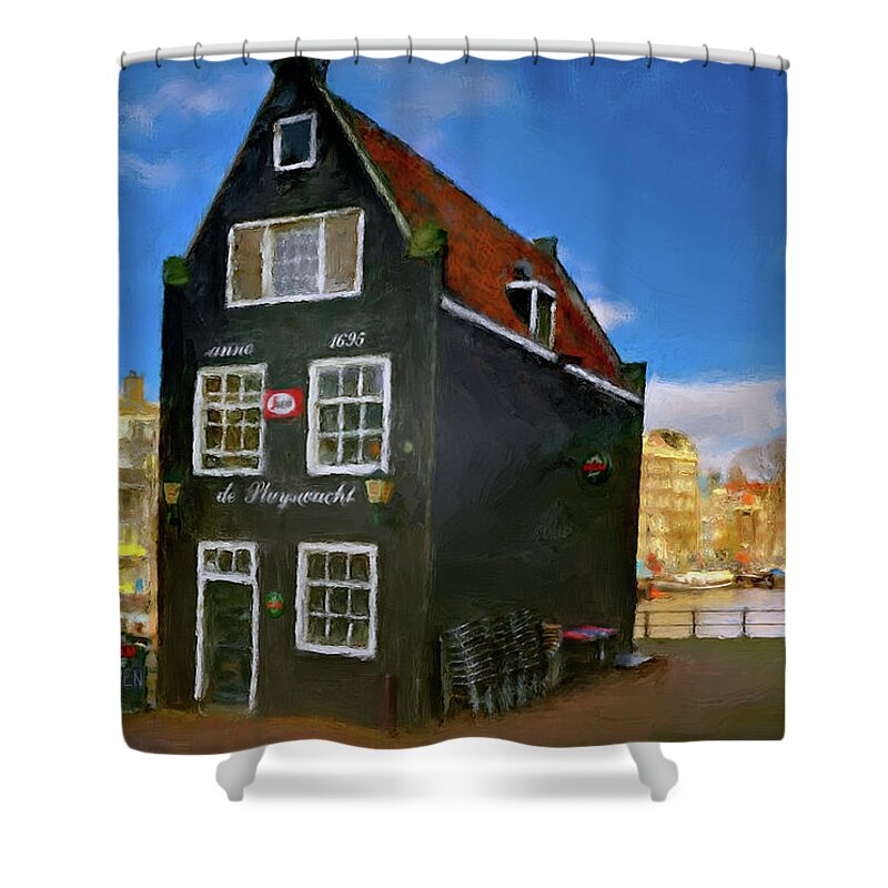 Holland Amsterdam Shower Curtain featuring the photograph Black House in Jodenbreestraat #1. Amsterdam by Juan Carlos Ferro Duque