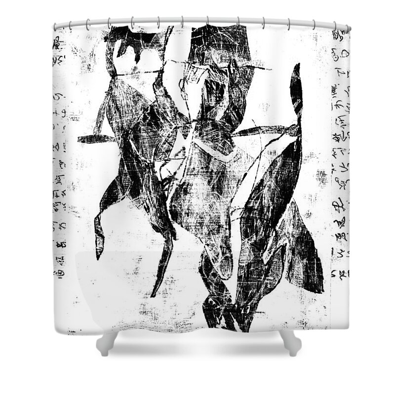 Black Shower Curtain featuring the drawing Black Ivory Issue 1 page 28 by Edgeworth Johnstone