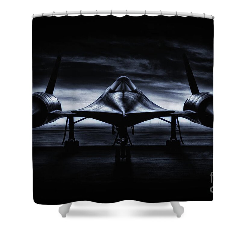Lockheed Shower Curtain featuring the digital art Black Magic by Airpower Art