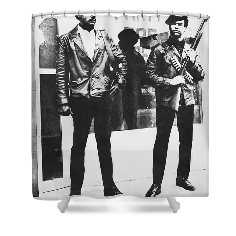 People Shower Curtain featuring the photograph Black Panther Poster, 1968 by Photo Researchers