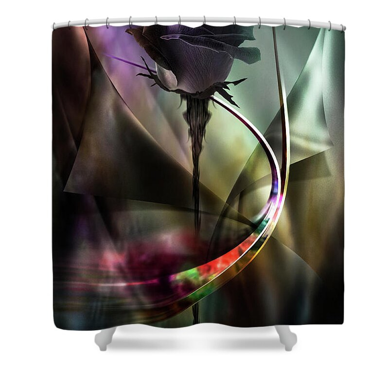 Movement Shower Curtain featuring the digital art Black rose in color symphony by Johnny Hildingsson