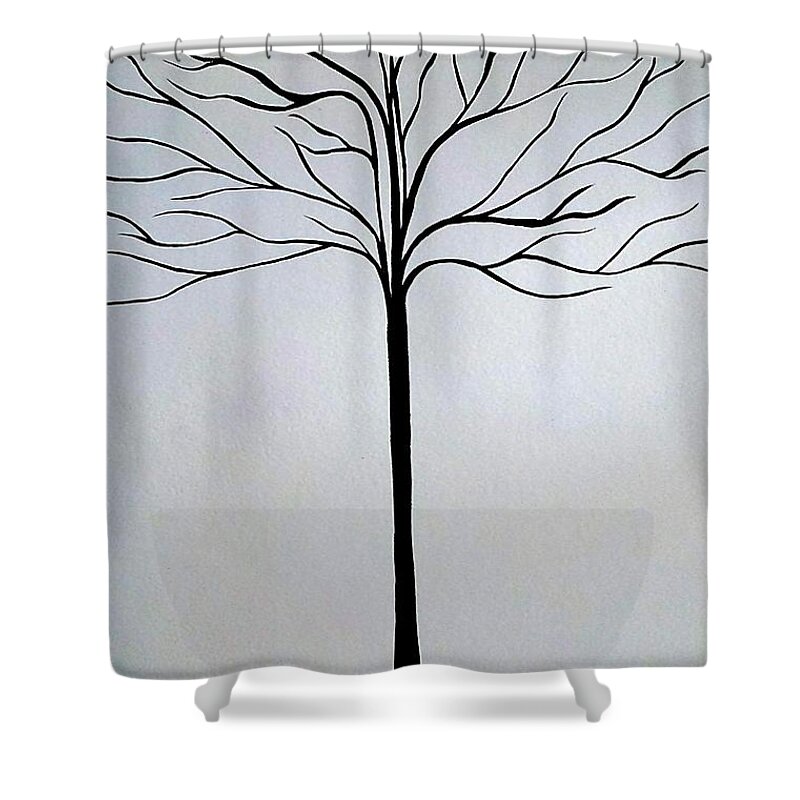 Tree Shower Curtain featuring the painting Black tree by Faashie Sha