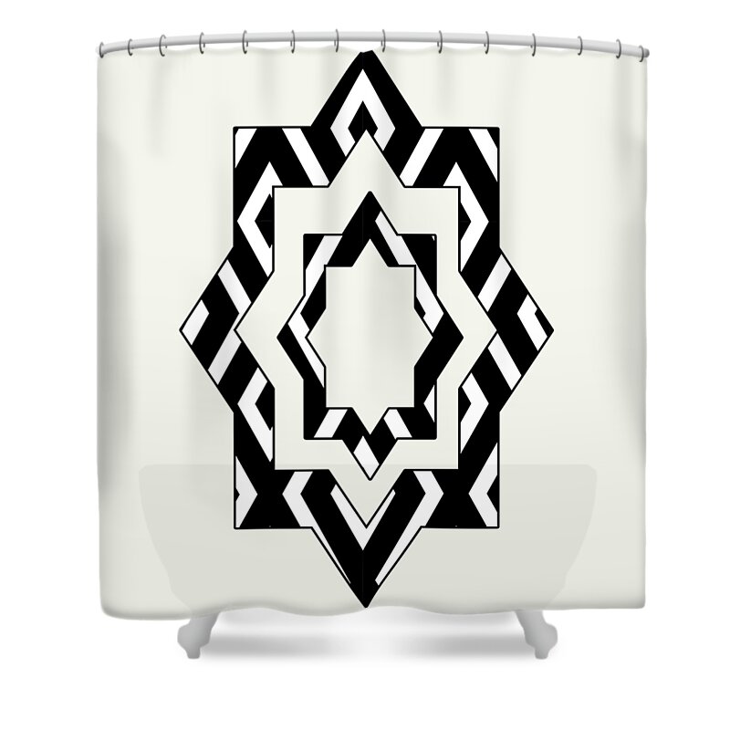 Black And White Shower Curtain featuring the mixed media Black White Pattern Art by Christina Rollo