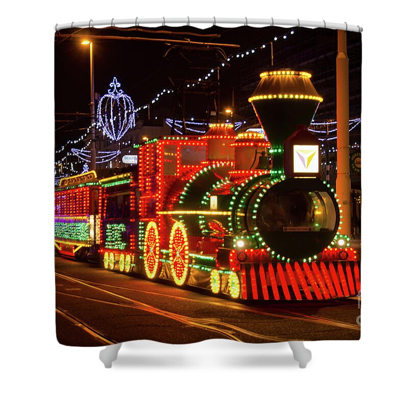 Blackpool Shower Curtain featuring the photograph Blackpool tram by Steev Stamford