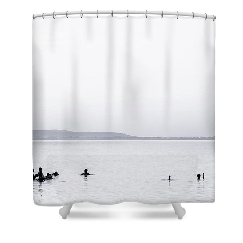 People Shower Curtain featuring the photograph Bleached Moonlight Swimmers by John Williams