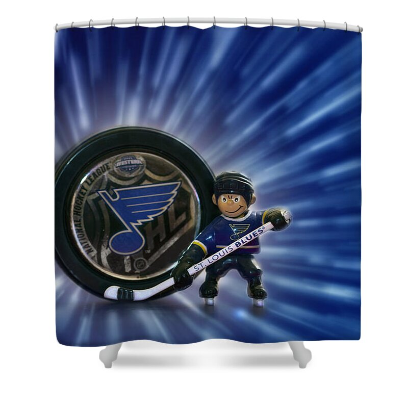 Nhl Shower Curtain featuring the photograph Bleed Blue by Evelina Kremsdorf