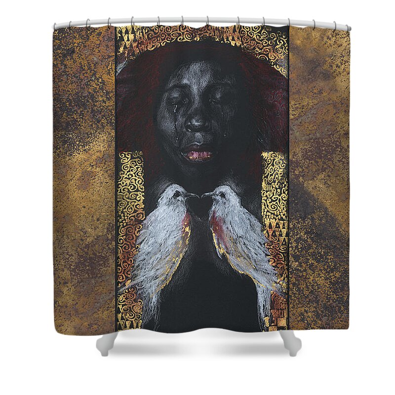 Emotional Shower Curtain featuring the painting Bleeding Heart by Ragen Mendenhall