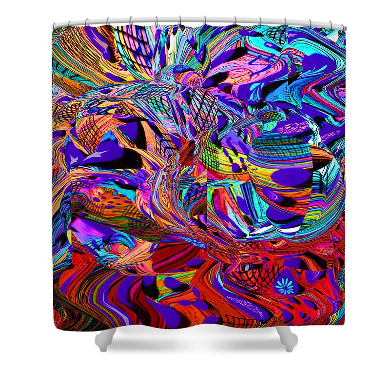 Original Modern Art Abstract Contemporary Vivid Colors Shower Curtain featuring the digital art Blend 11 by Phillip Mossbarger
