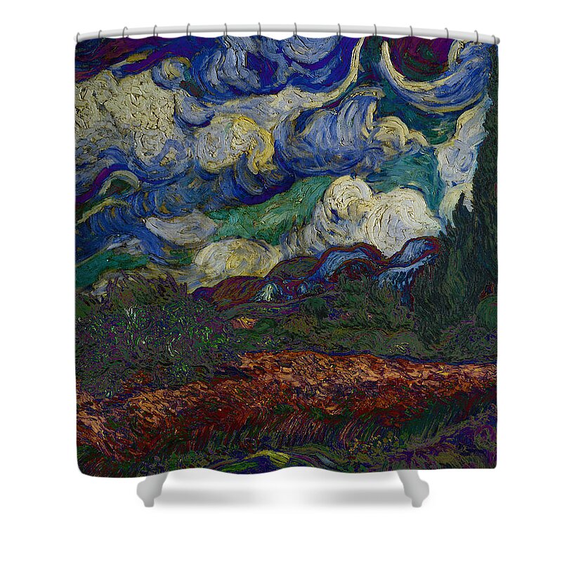 Post Modern Shower Curtain featuring the digital art Blend 19 van Gogh by David Bridburg