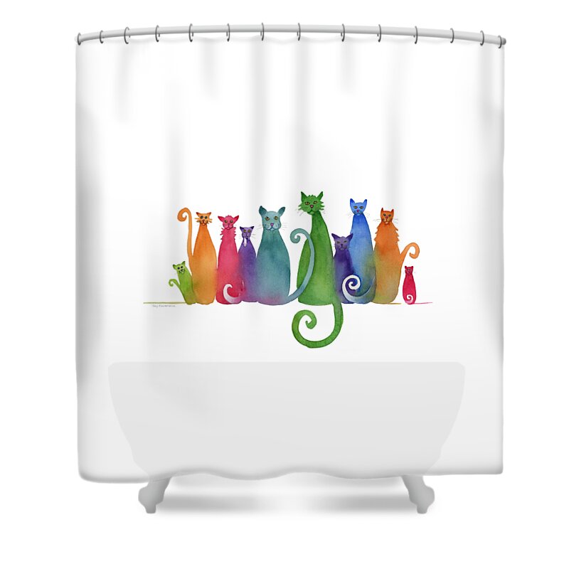 Blended Family Shower Curtain featuring the painting Blended Family of Ten by Amy Kirkpatrick