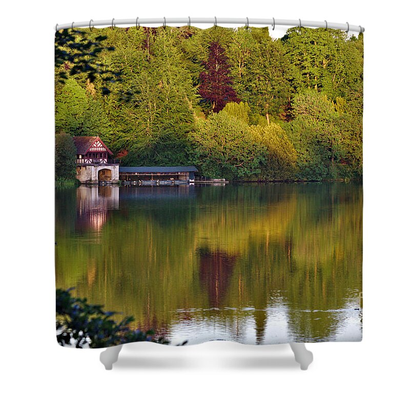 Blenheim Palace Shower Curtain featuring the photograph Blenheim Palace Boathouse 2 by Jeremy Hayden