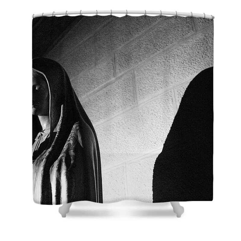 Statue Shower Curtain featuring the photograph Blessed Virgin of Fiesole Italy by Matthew Wolf
