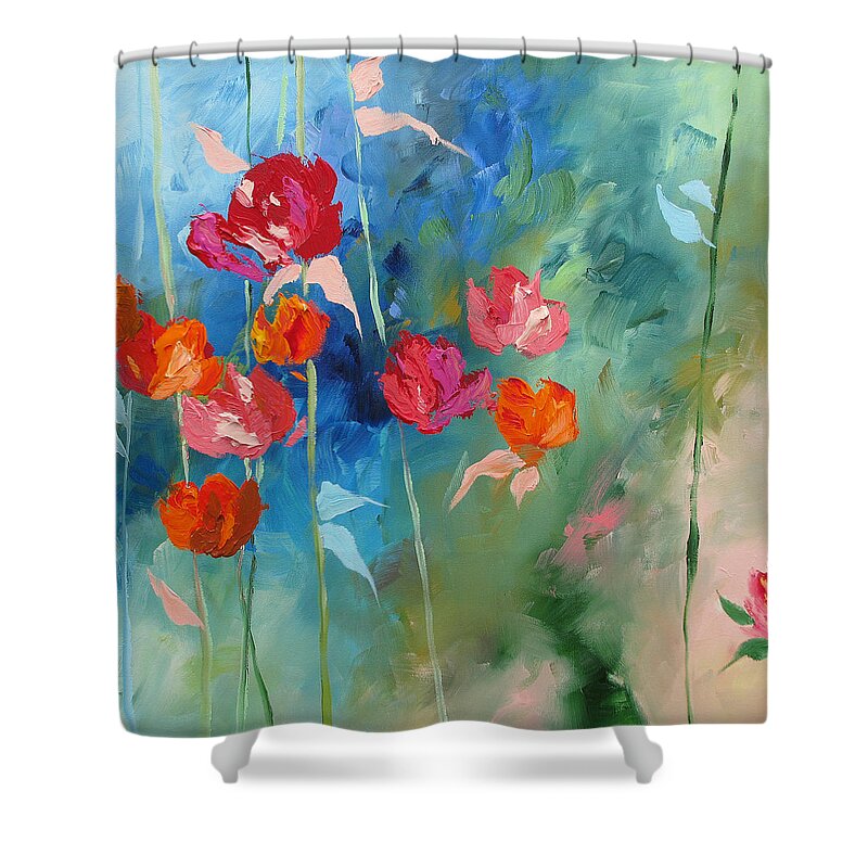 Art Shower Curtain featuring the painting Bliss by Linda Monfort