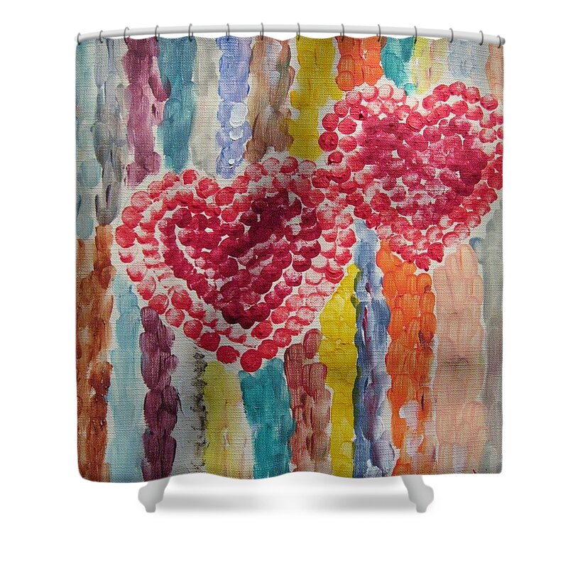 Happy Hearts Shower Curtain featuring the painting Bliss by Sonali Gangane